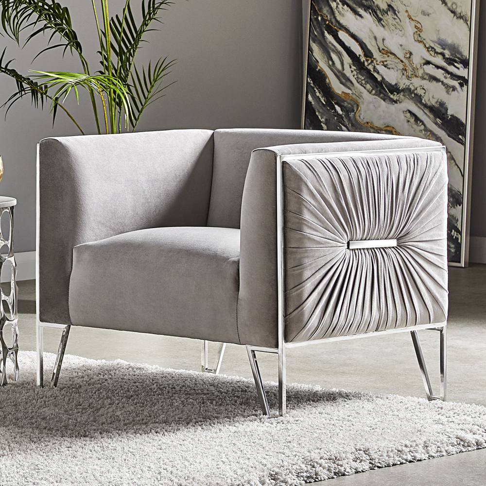 Truro Accent Chair: Grey Velvet